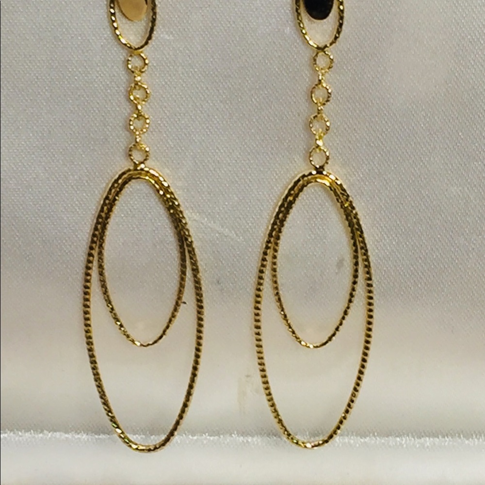 14K Gold Dangle Earrings Filagree